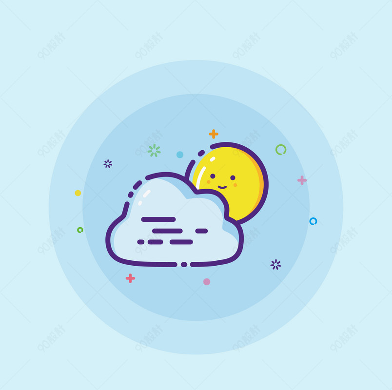 mbe风卡通多云天气背景图