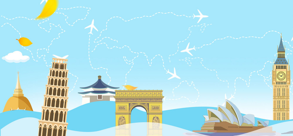 蓝色简约环球旅行旅游宣传背景