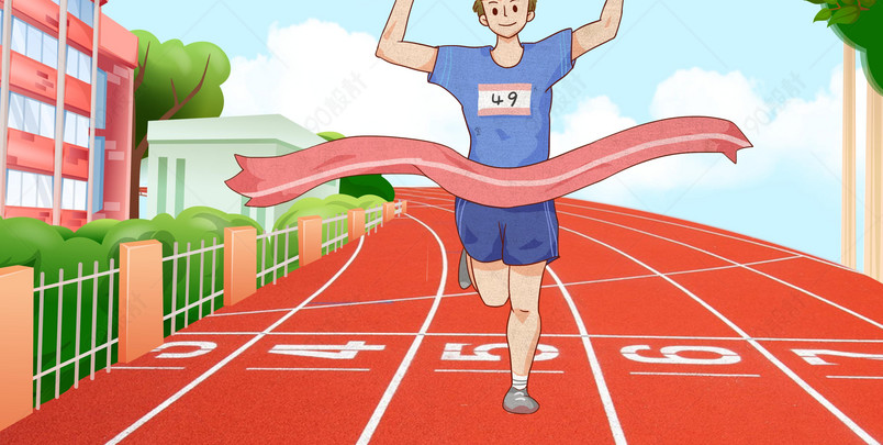 校园操场教学楼校运动会奔跑跑步背景