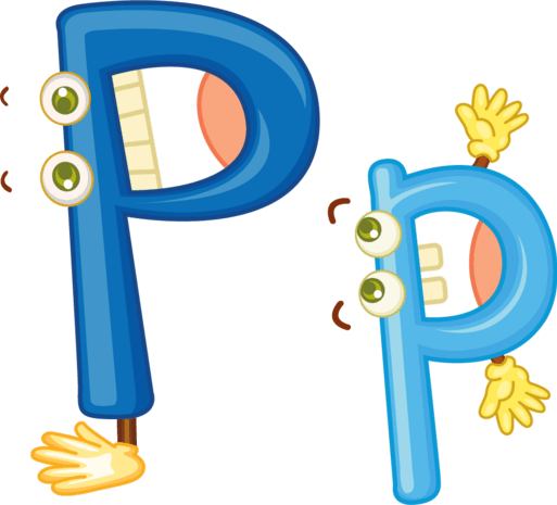 卡通拟人彩色字母pp