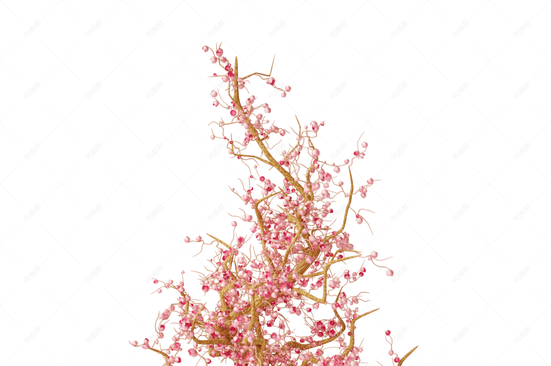 三维立体春天粉色桃花迷你盆栽