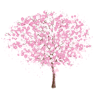 手绘粉色桃花树
