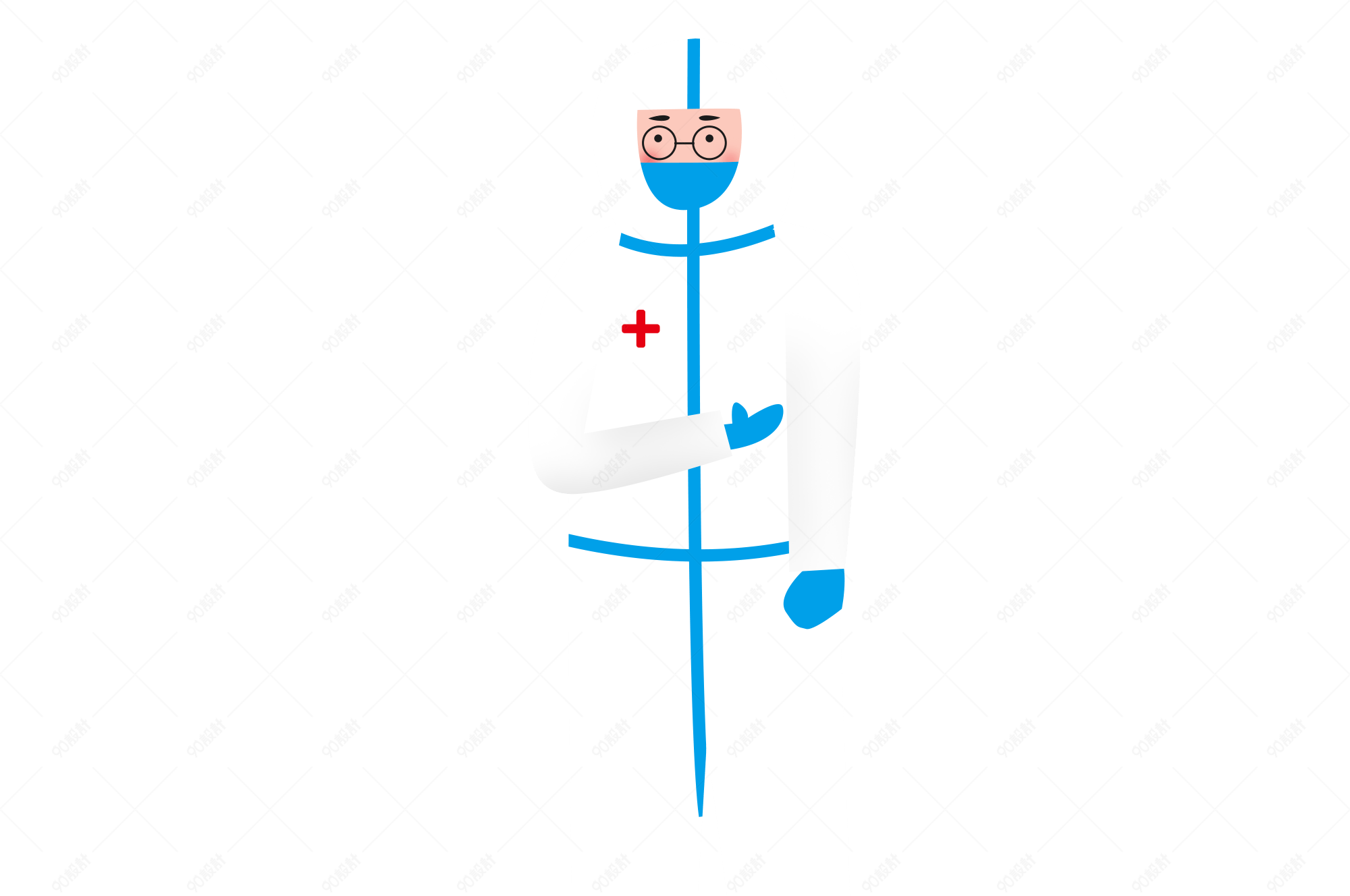 扁平化抗击疫情穿防护服的医护人员