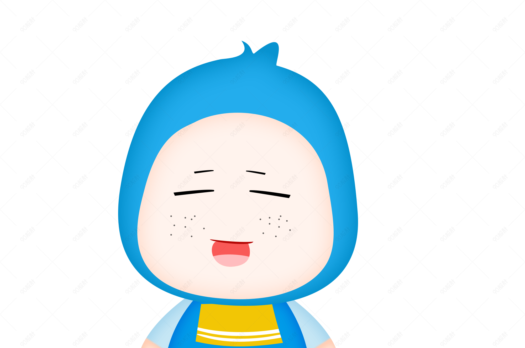 卡通人物蓝色时尚小男孩小胖子