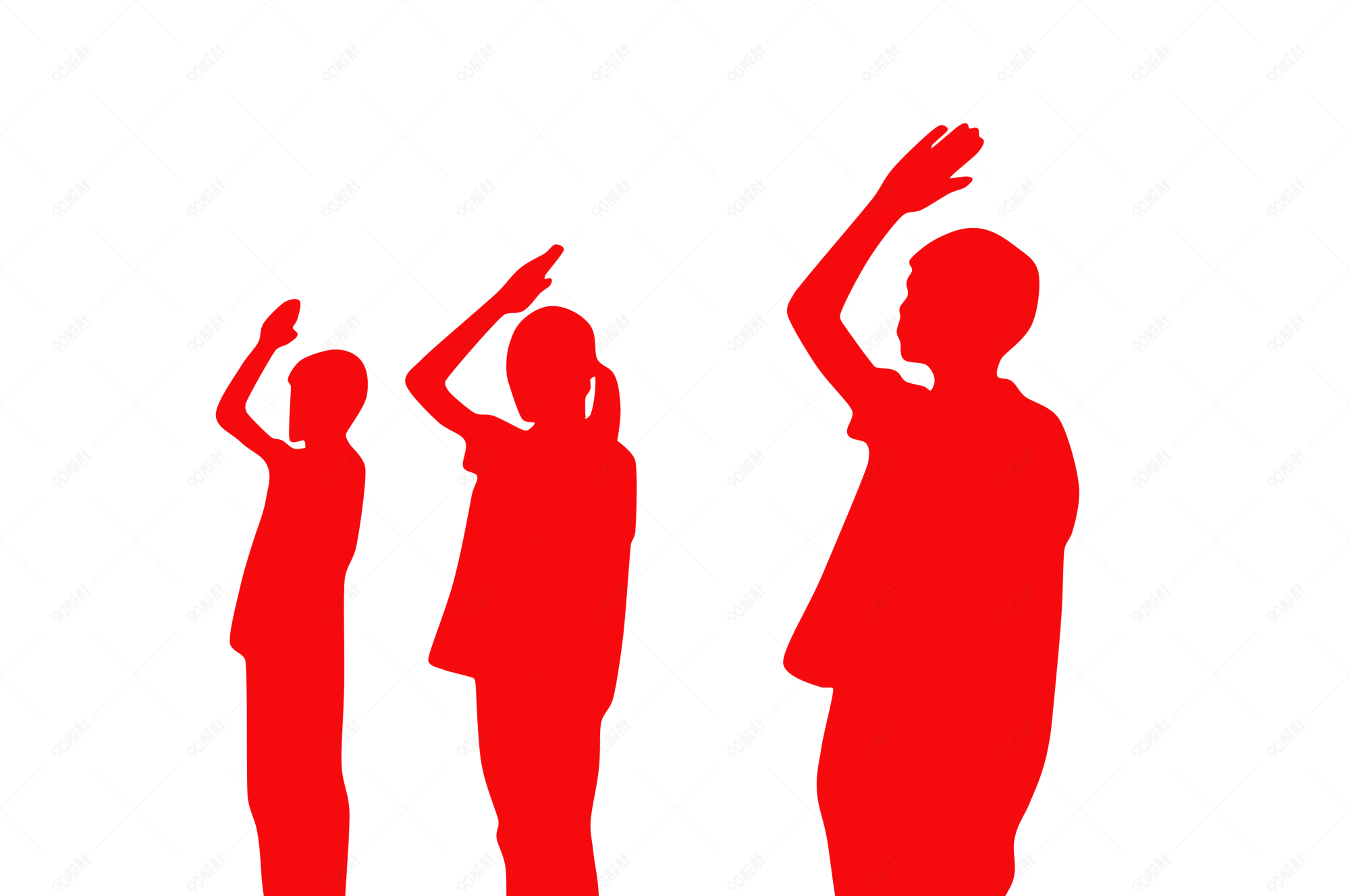 党建国庆节学生敬礼剪影