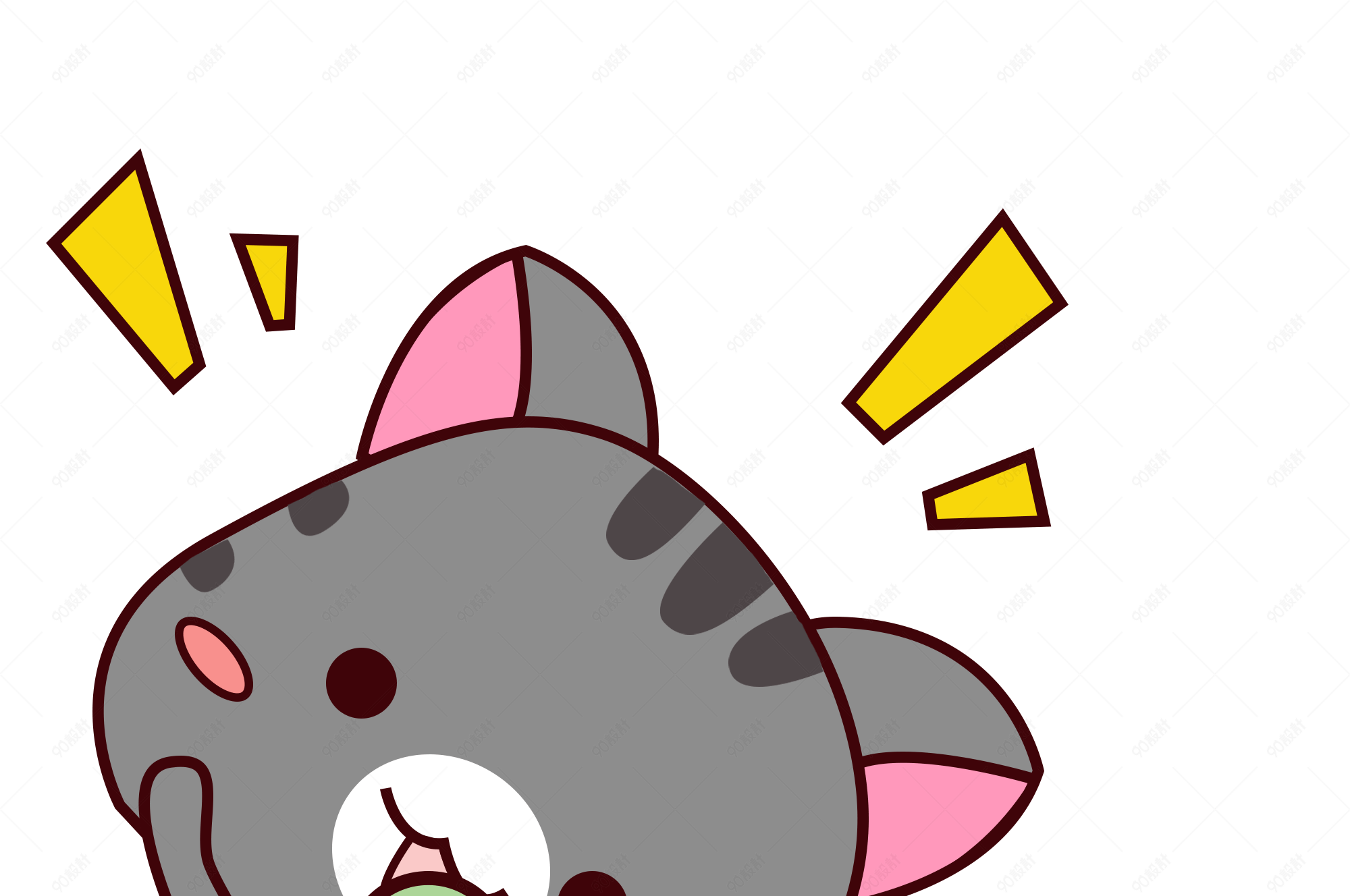 手绘卡通可爱灰猫猫咪表情包冰淇淋