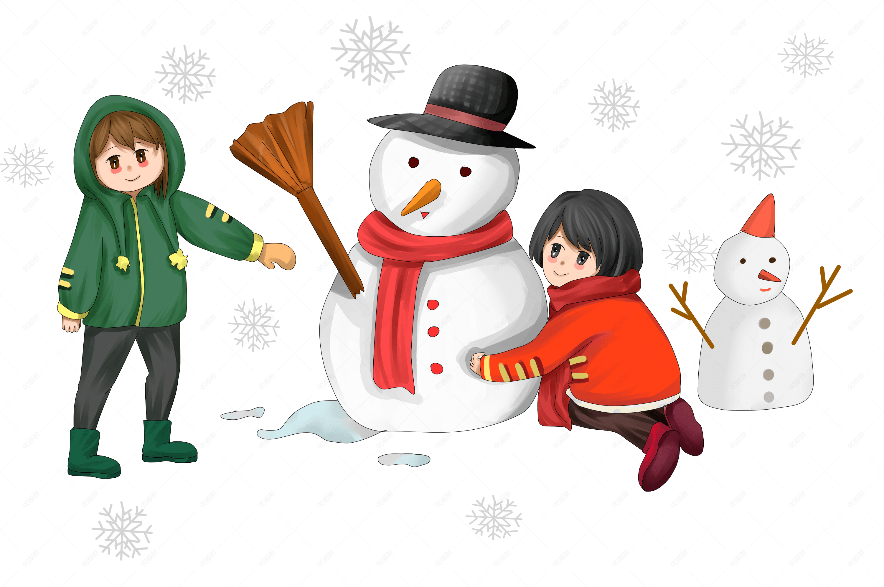 女生冬季雪上游戏