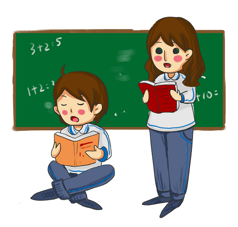 可爱风卡通小学生学习插画 教导有方