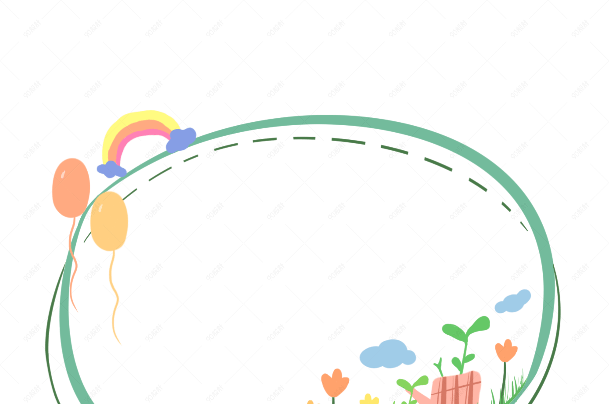 可爱的植物边框插画