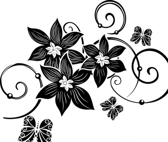 简单黑白花纹图片