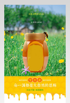 清新唯美风蜂蜜食品详情页产品描述页