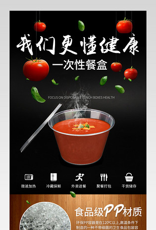 环保厨具一次性透明塑料餐盒打包盒详情页