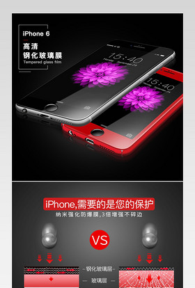 iphone6高清钢化玻璃膜详情页