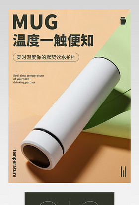 电商日用百货小清新便携式水杯保温杯详情页