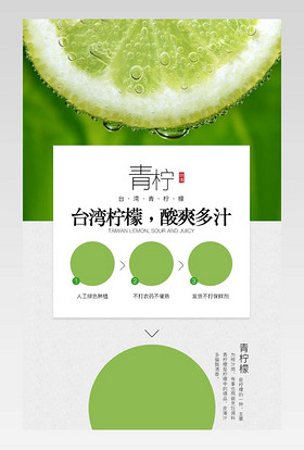简约小清新水果青柠檬详情页产品描述页通用