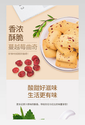 日常通用清新简约甜美蔓越莓曲奇详情页