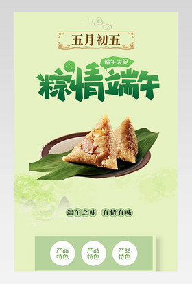 电商端午五月初五礼品特产猪肉咸蛋黄粽子肉粽传统食品详情页