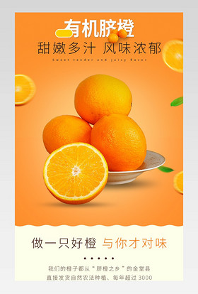 电商简约橙子有机脐橙新鲜水果详情页描述页通用