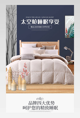 大气简约时尚棉被蚕丝被详情页设计素材