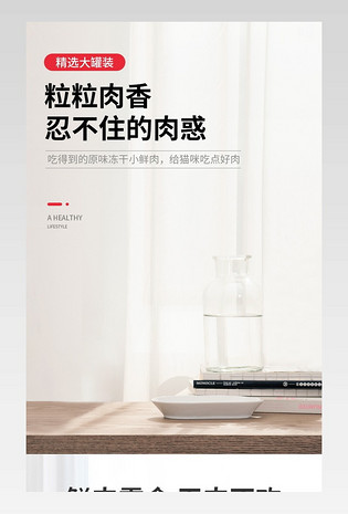 简约大气小清新猫罐头详情页设计