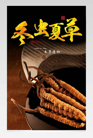中国风滋补品冬虫夏草宝贝详情页产品描述