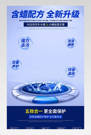 日常通用汽车用品简约大气洗车水蜡详情页