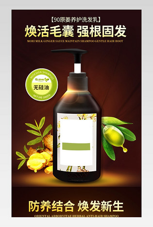 日常通用洗护用品质感大气洗发水详情页