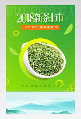 清新简约食品茶饮绿茶碧螺春龙井红茶详情页