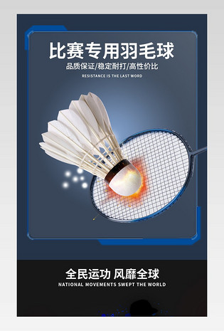 户外运动简约比赛专用羽毛球详情页