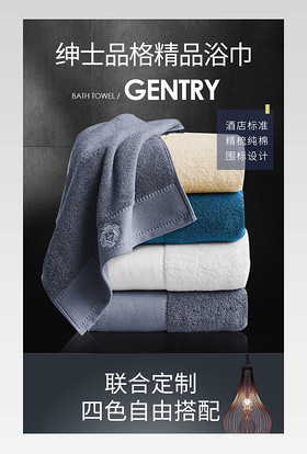 古典简约日常通用家居用品店毛巾纯棉家用成人柔软面巾详情页