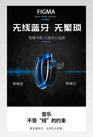 时尚大气数码家电户外运动无线蓝牙耳机详情页描述页