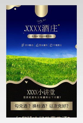 高端大气沙地酒庄赤霞珠红酒干红黑色金色详情页