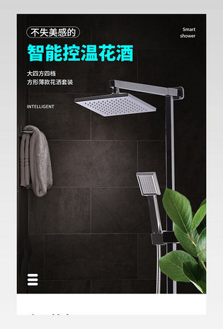 电商日常通用简约家居卫浴花洒详情页
