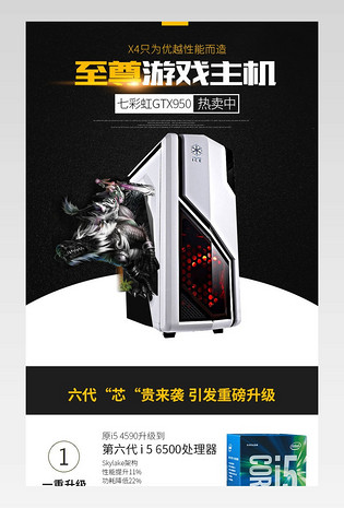 简约时尚大气电脑主机数码产品直通车详情页