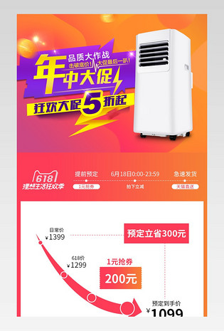 酷炫热力奔放618理想生活季年中大促家电移动空调价格曲线关联