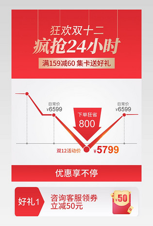 双11双十一双十二红色简约玻璃家具用品厨房曲线价格关联页详情页