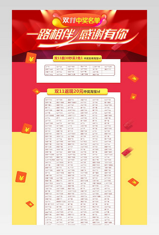 简约红色底色中奖名单说明公示