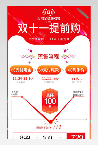 大红色简约双11预售大促详情关联销售