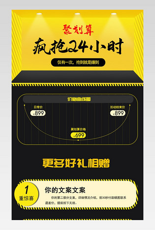 高端大气黑黄色简约价格曲线关联页