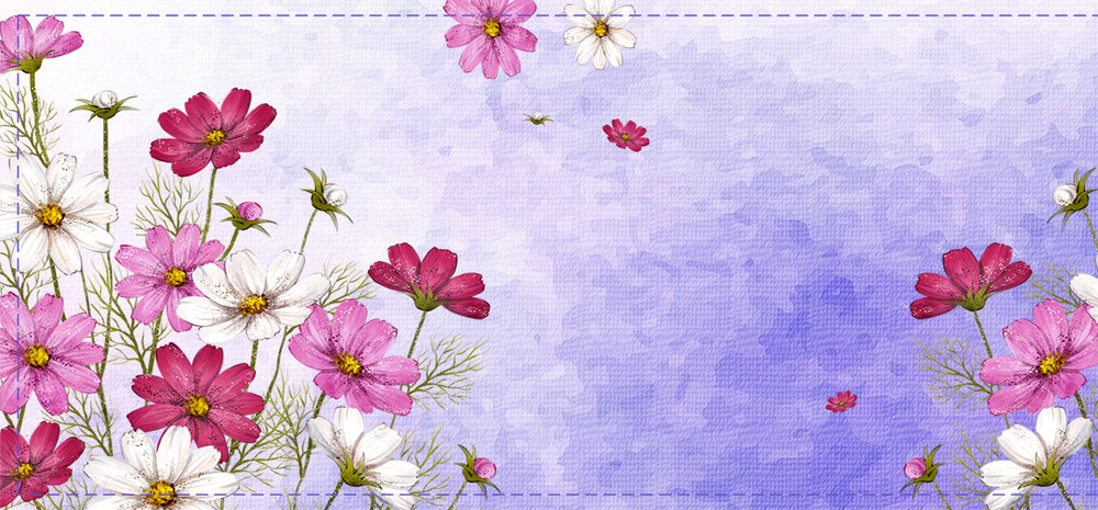 浪漫水彩手绘植物花朵banner背景