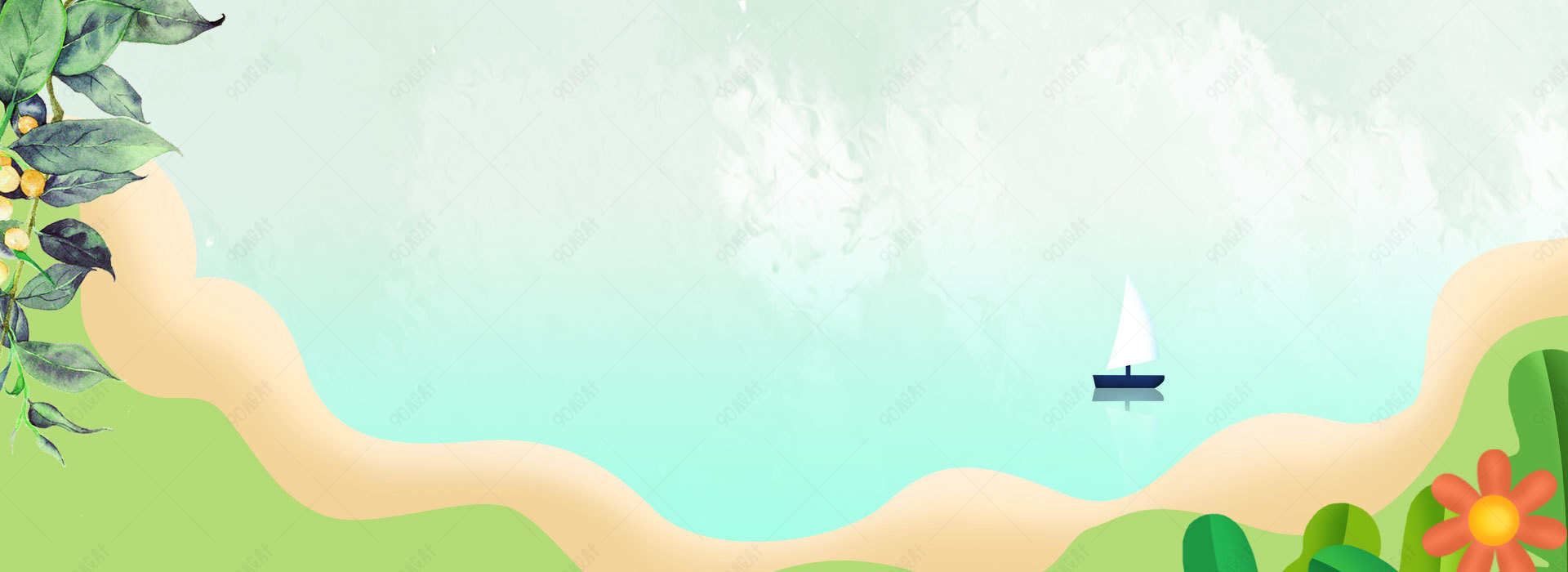 小清新春夏风景背景 电商背景psd 90设计网
