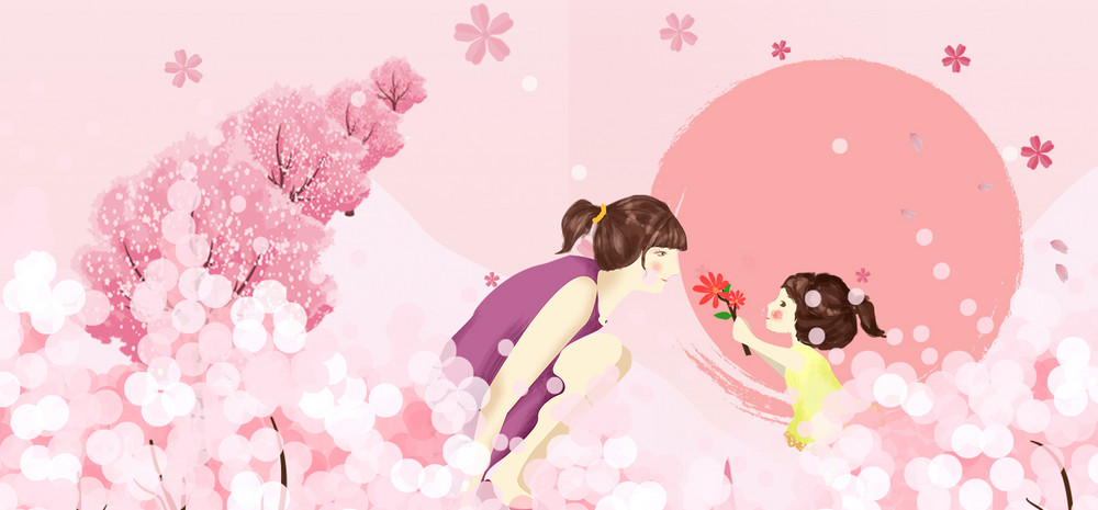 电商促销母亲节粉色小清新花卉banner
