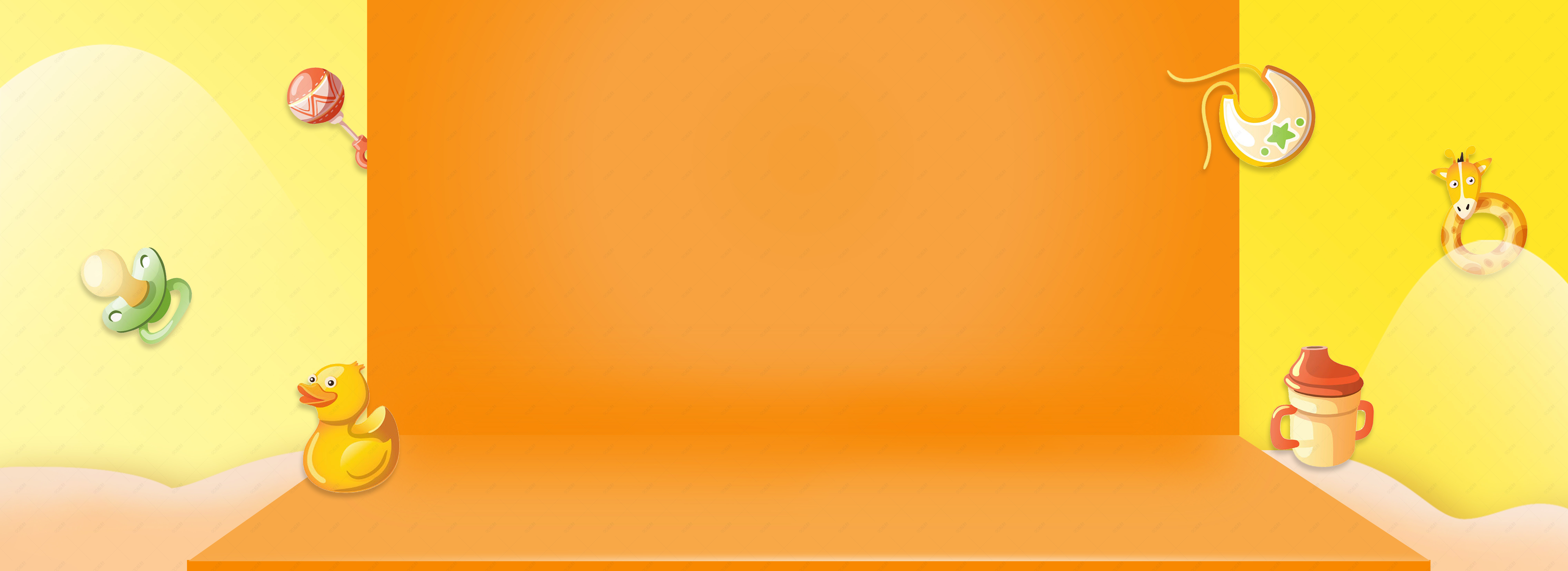 卡通黄色母婴产品电商banner【电商背景psd】-90设计网