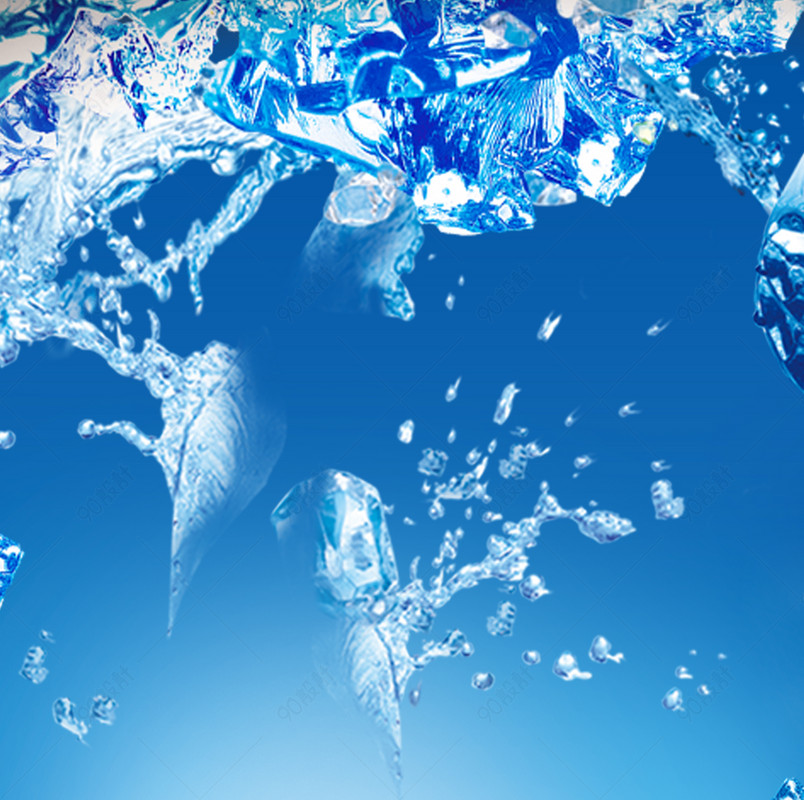 漂浮冰块冰啤酒酷爽夏日广告背景