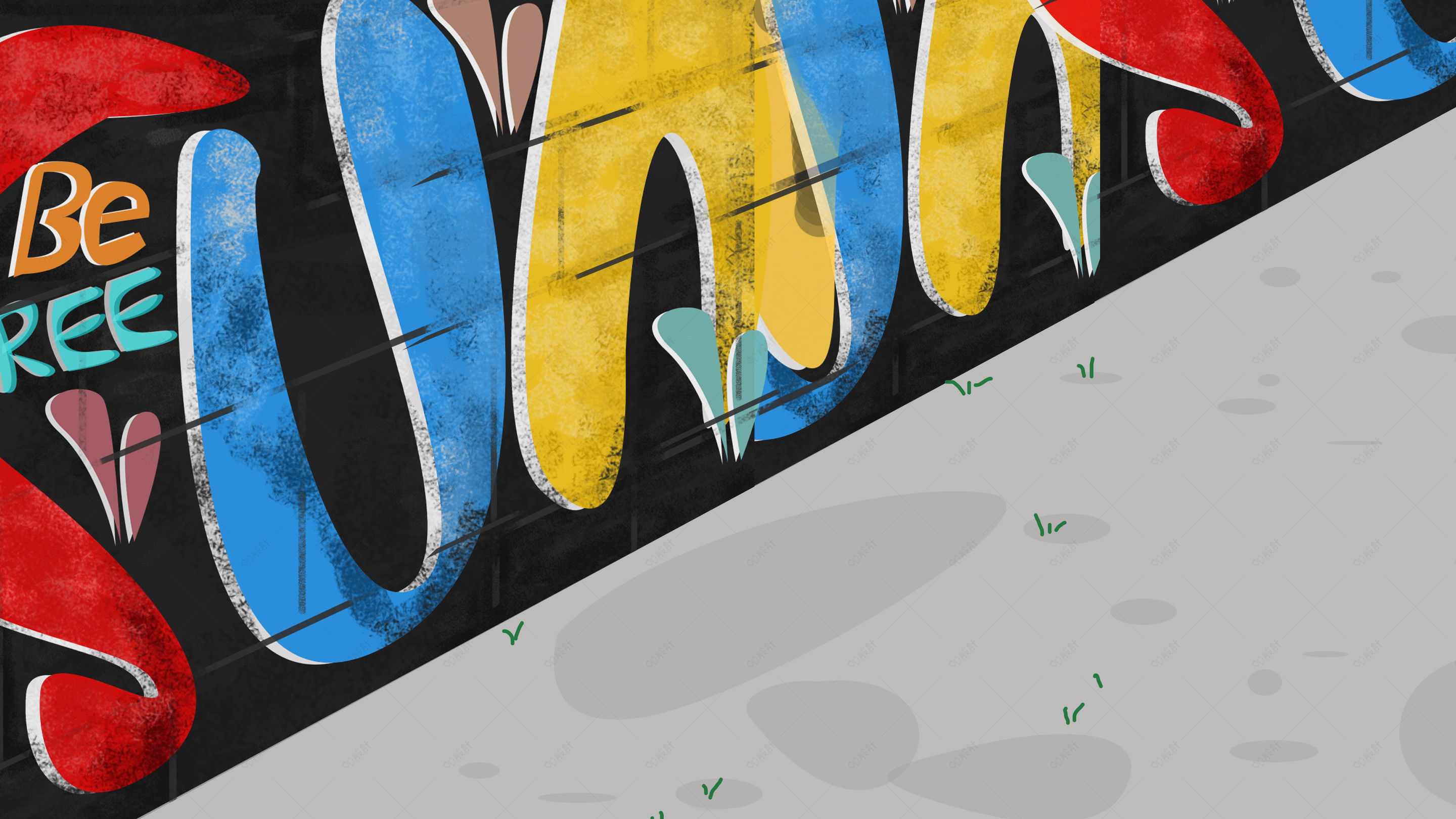 手绘涂鸦墙壁海报背景