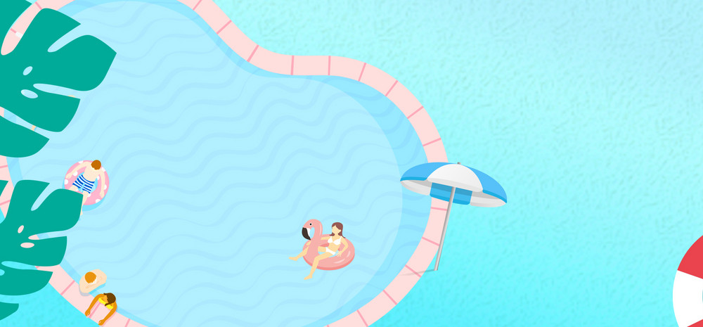 小清新夏日泳池沐浴卡通淘宝banner