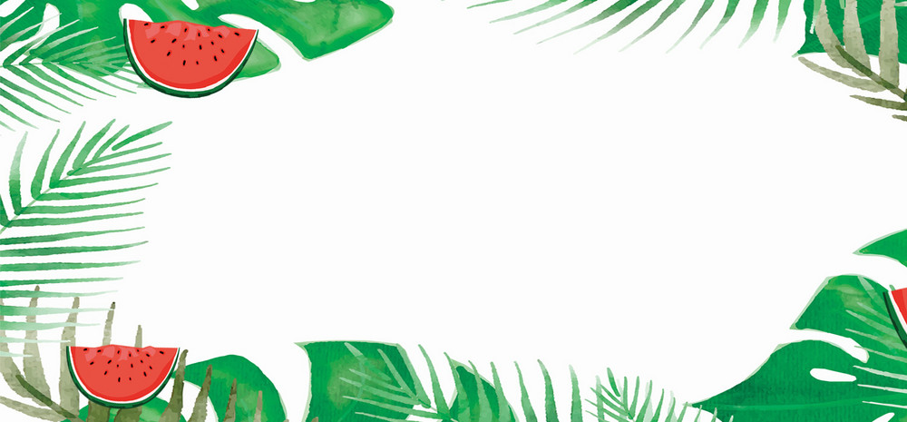夏天西瓜绿叶植物banner背景