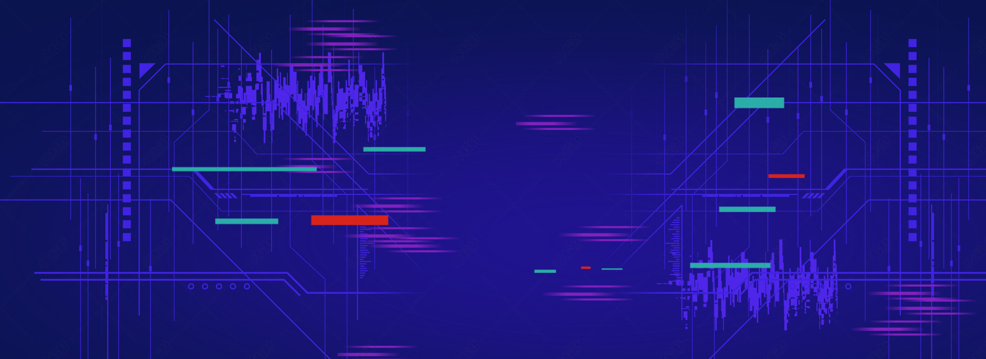 商务时尚蓝色渐变艺术线条抖音banner