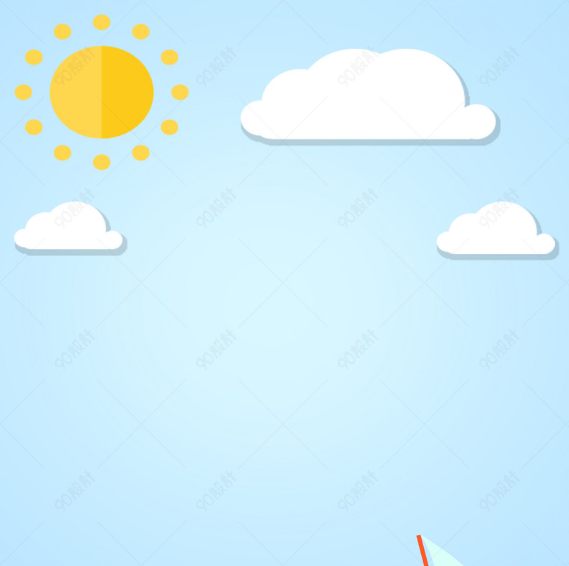 八月你好蓝色卡通浮雕大海广告背景 电商背景psd 90设计网