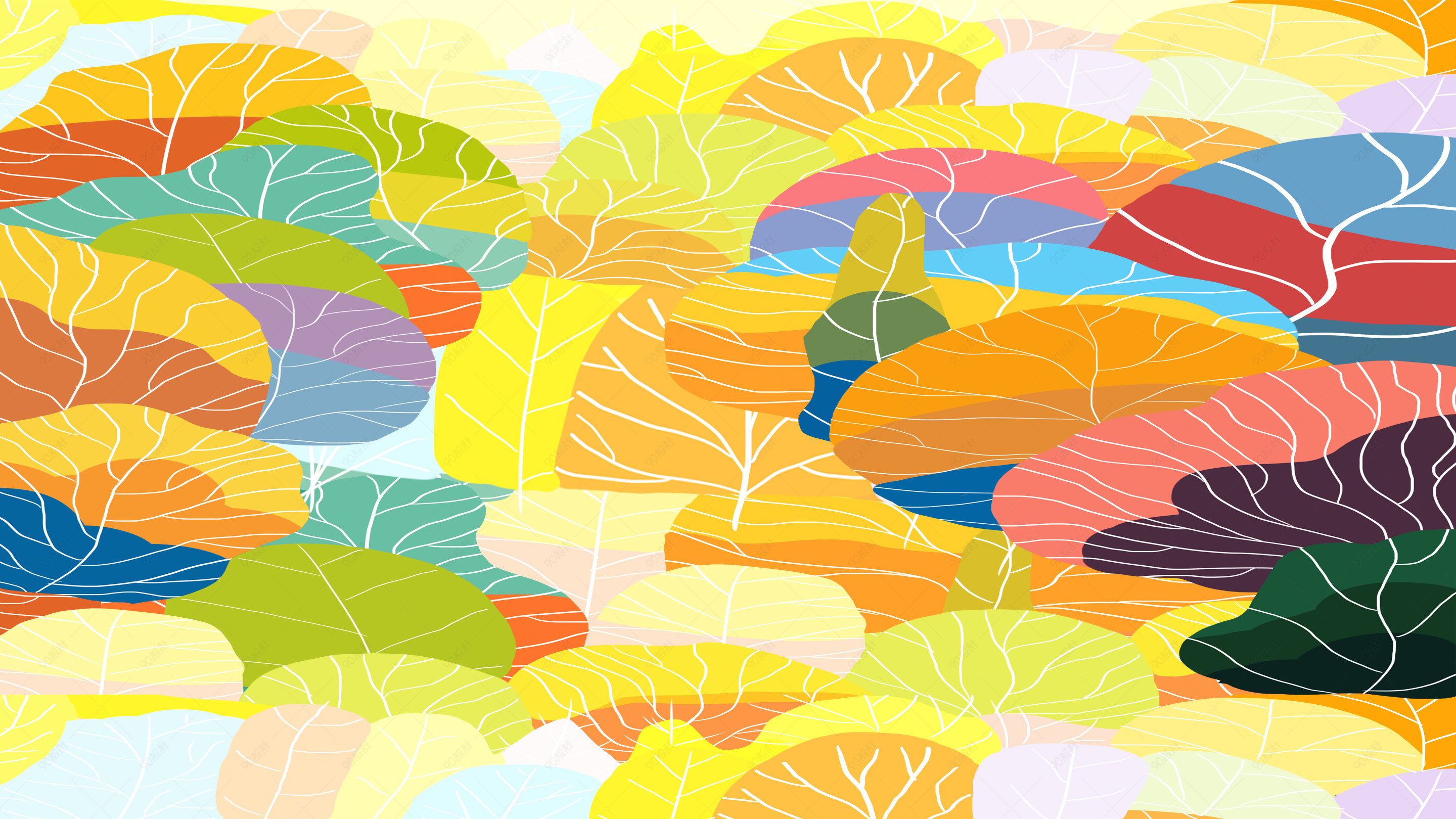 手绘创意彩色叶子海报背景